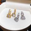 New shining zircon KT cat ear buckle exquisite cute style earrings light luxury high-end feeling great good-looking earrings women