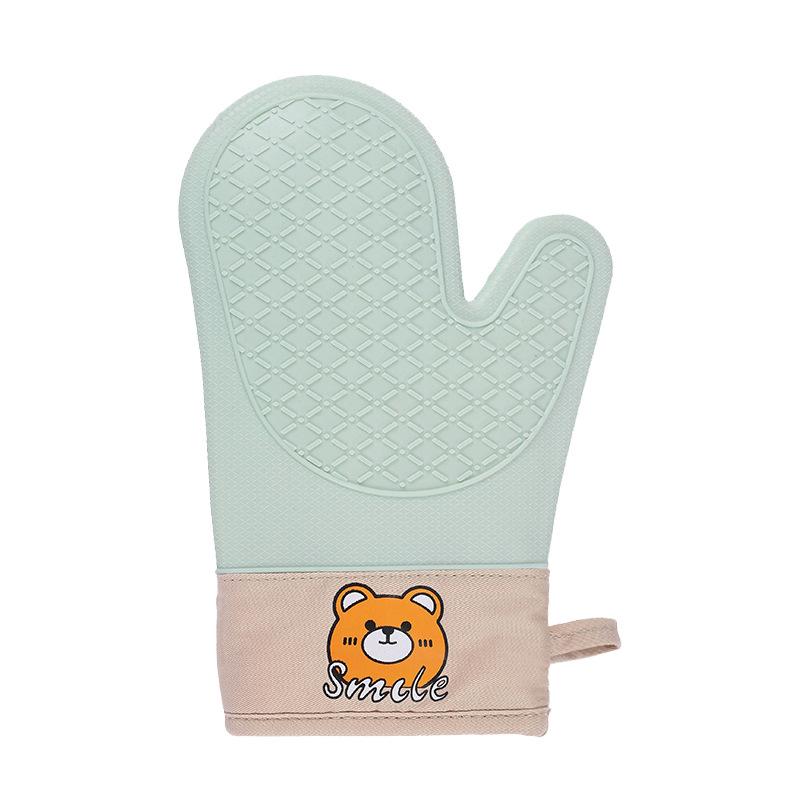 Single Oven Mitts Nordic Style Silicone Gloves Thickened Insulation Gloves Anti Slip Anti Scald Oven Gloves Kitchen Baking Tools