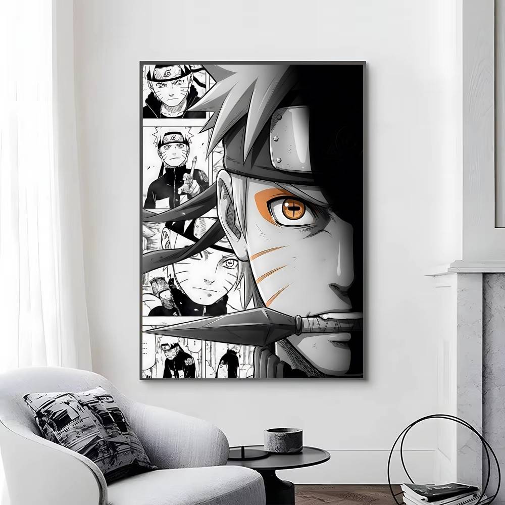 1pc Anime Characters U-Uzumaki N-Naruto posters Self-adhesive Paper Print Home Living Room Bedroom Entrance Bar Cafe Art