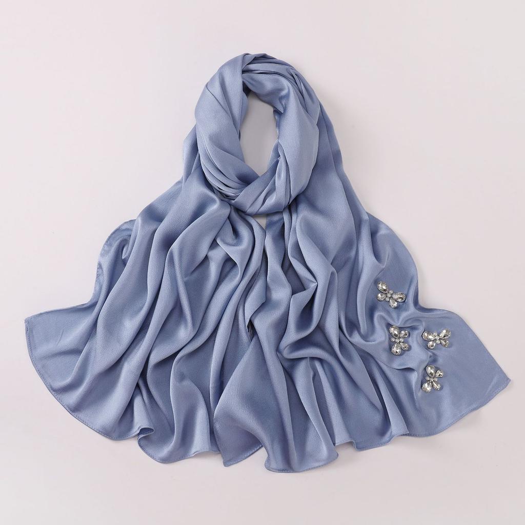 New Bubble Chiffon Butterfly Rhinestone Long Scarf For Women Ethnic Style