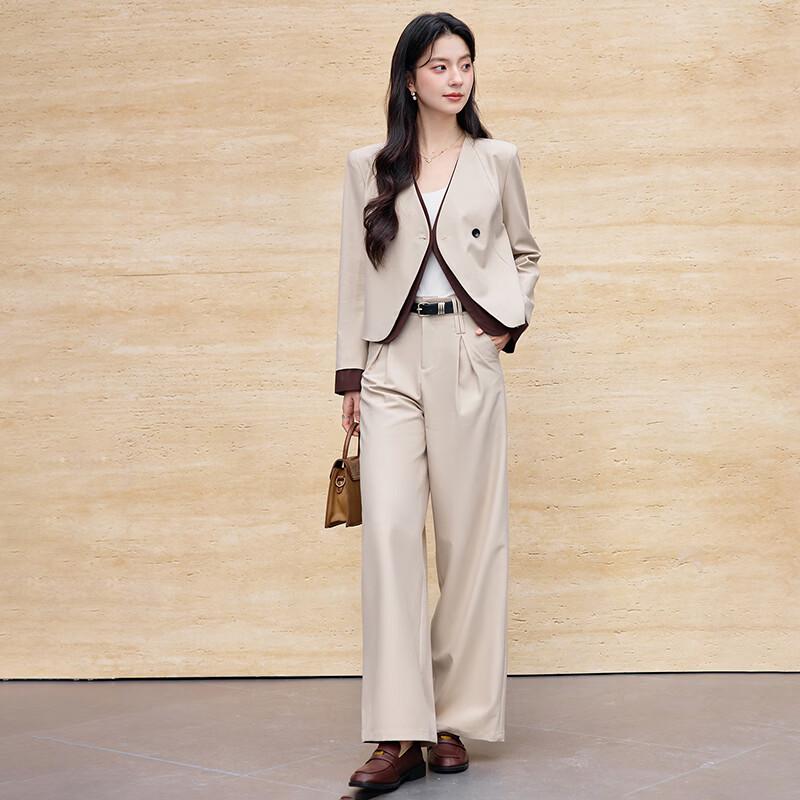 

Troyman Women s Faux Two-Piece V-Neck Suit with Wide-Leg Pants XL