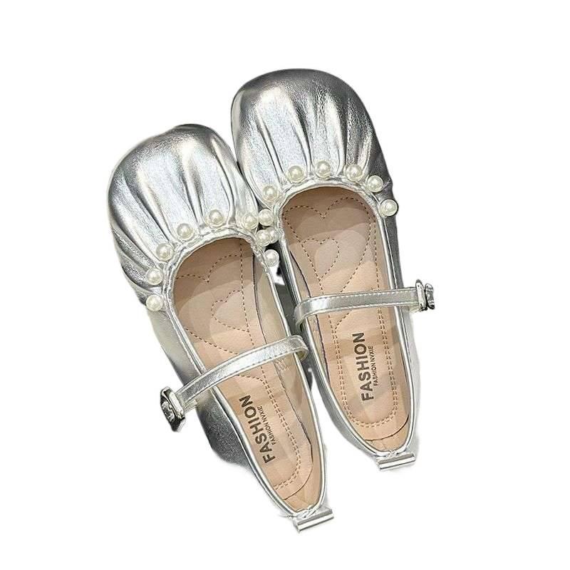 Large size women's shoes 41 to 43 wide fat feet Spring and Autumn 2025 new women's flat French Mary Jane shoes Doudou single shoes