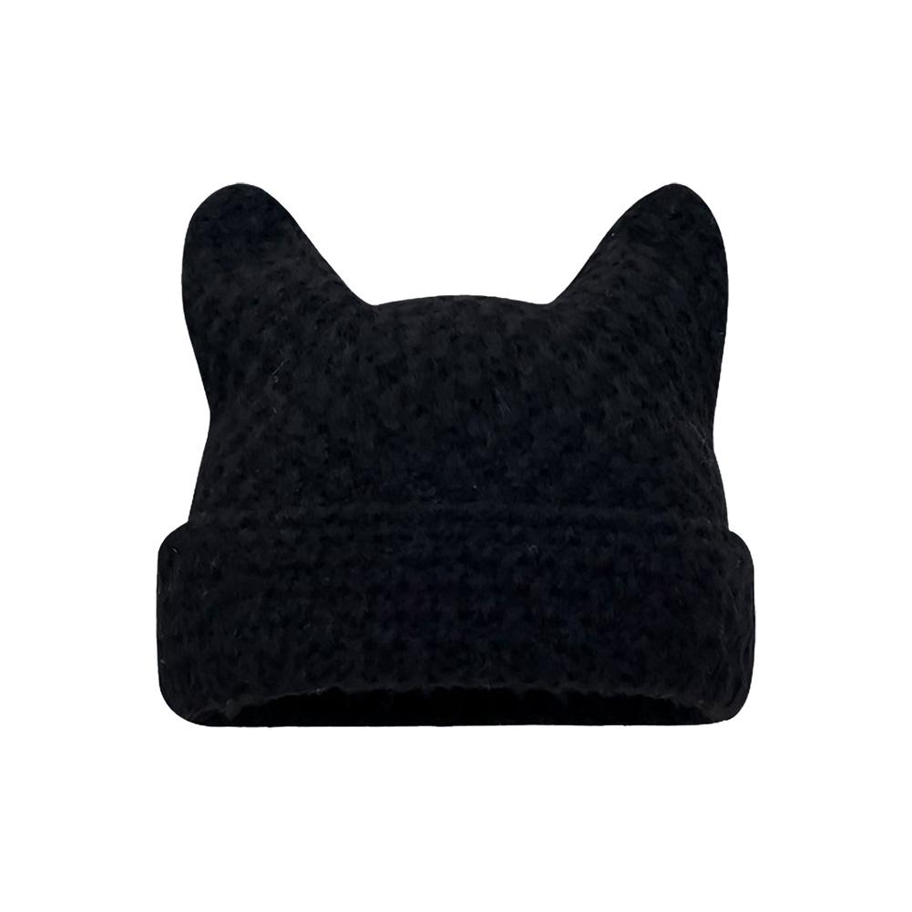 Woman Knitted Cat Ear Little Devil Hat Fashion Handmade Ears Beanie Warm Woman Horn Knit Devil Q4E6