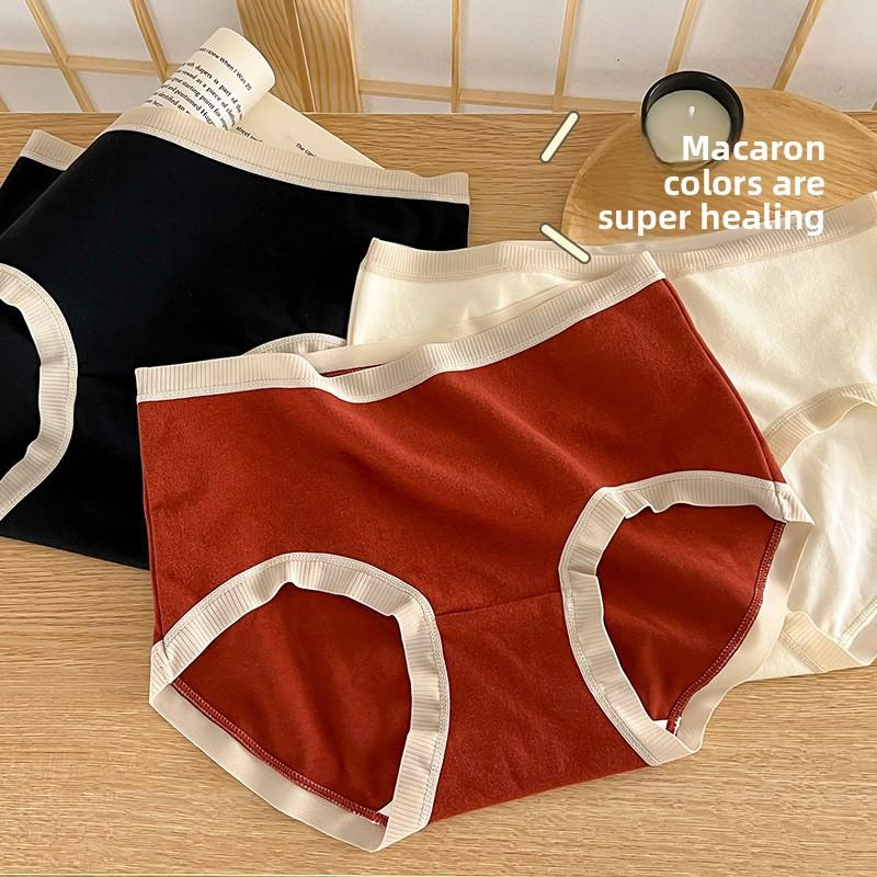 Damen Herbst- und Winterwarme Baumwolle Antibakterielle Weiche Unterwäsche mit mittlerer Taille