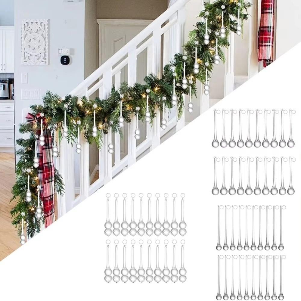 10 قطع زينة تعليق على شكل دمعة عيد الميلاد زينة عيد الميلاد على شكل قطرة مطر شفافة إكسسوارات ستائر