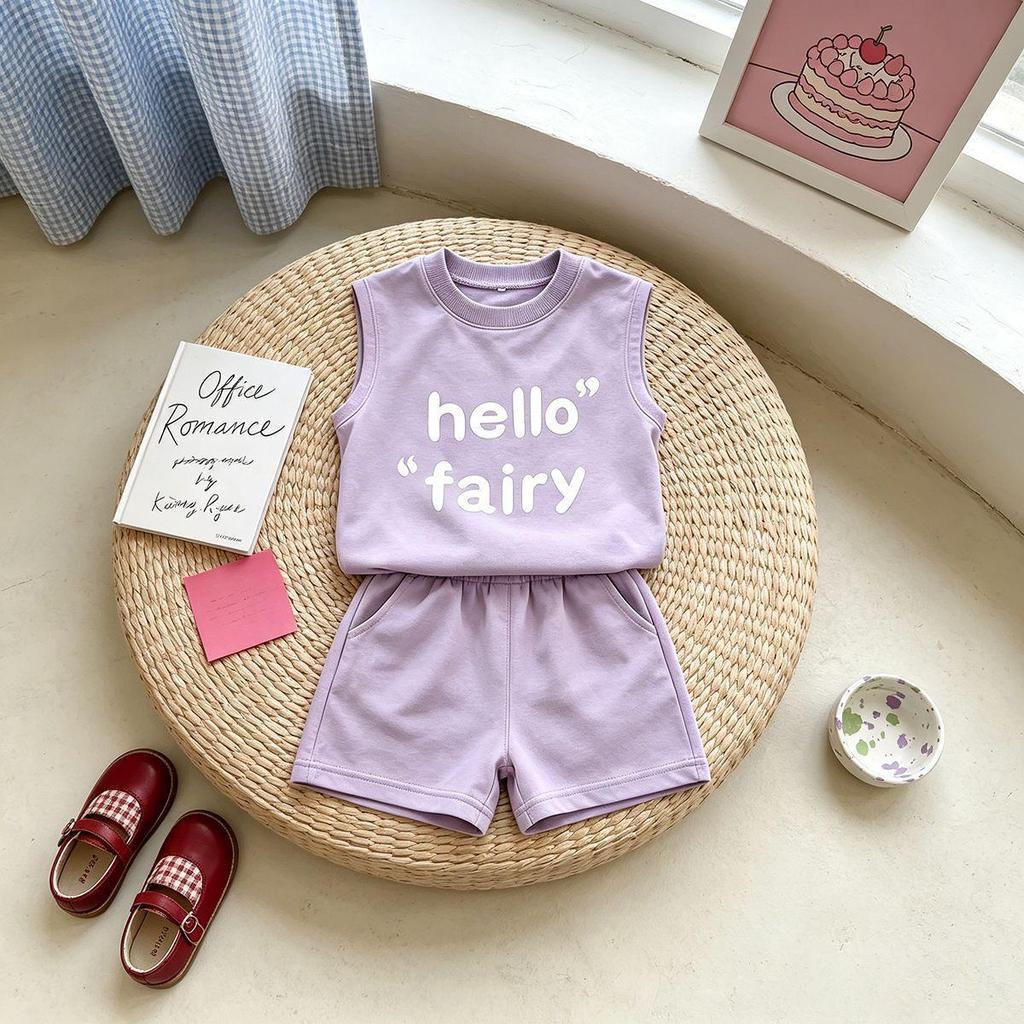 Girls Summer Stylish Vest And Shorts Set Baby Casual Two Piece Outfit Trendy Kids Clothing