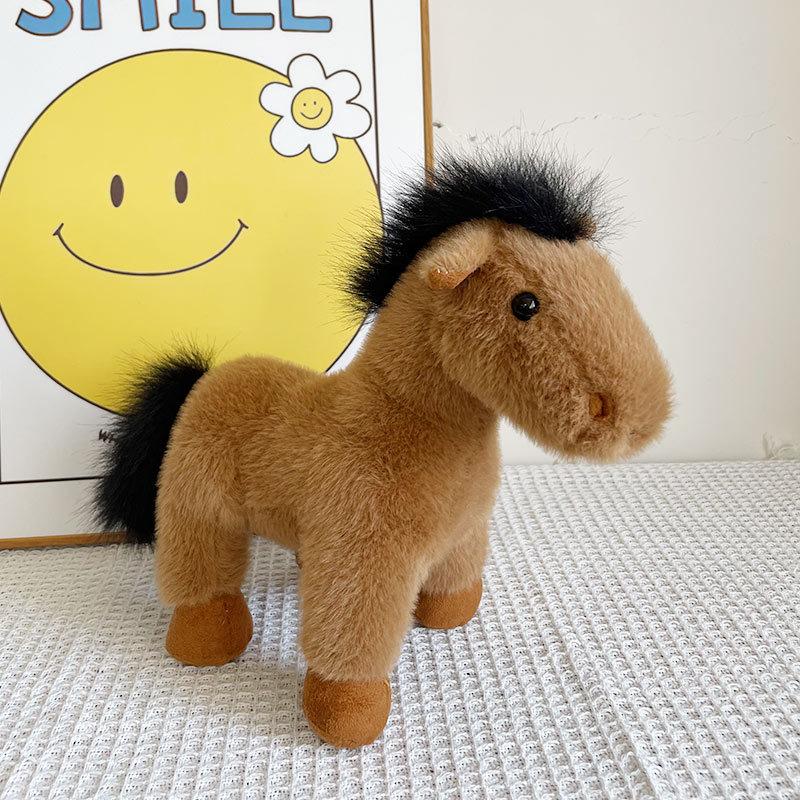 

Милая имитация куклы пони Милая белая коричневая лошадь Плюшевая игрушка для мальчиков Подарок Украшение для спальни 25cm