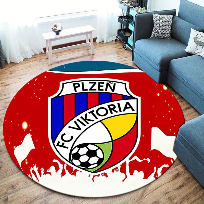 FC Viktoria Plzen Round Area Rug,Carpet Rug for Living Room Bedroom Sofa Playroom Decor,Non-slip Floor Mat
