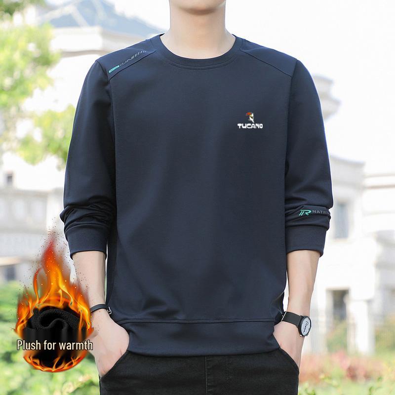 Men's Woodpecker Casual Long-Sleeve T-Shirt, 2025 Spring/Autumn, Plus Size Loose Fit, Round Neck Handsome Sweatshirt.