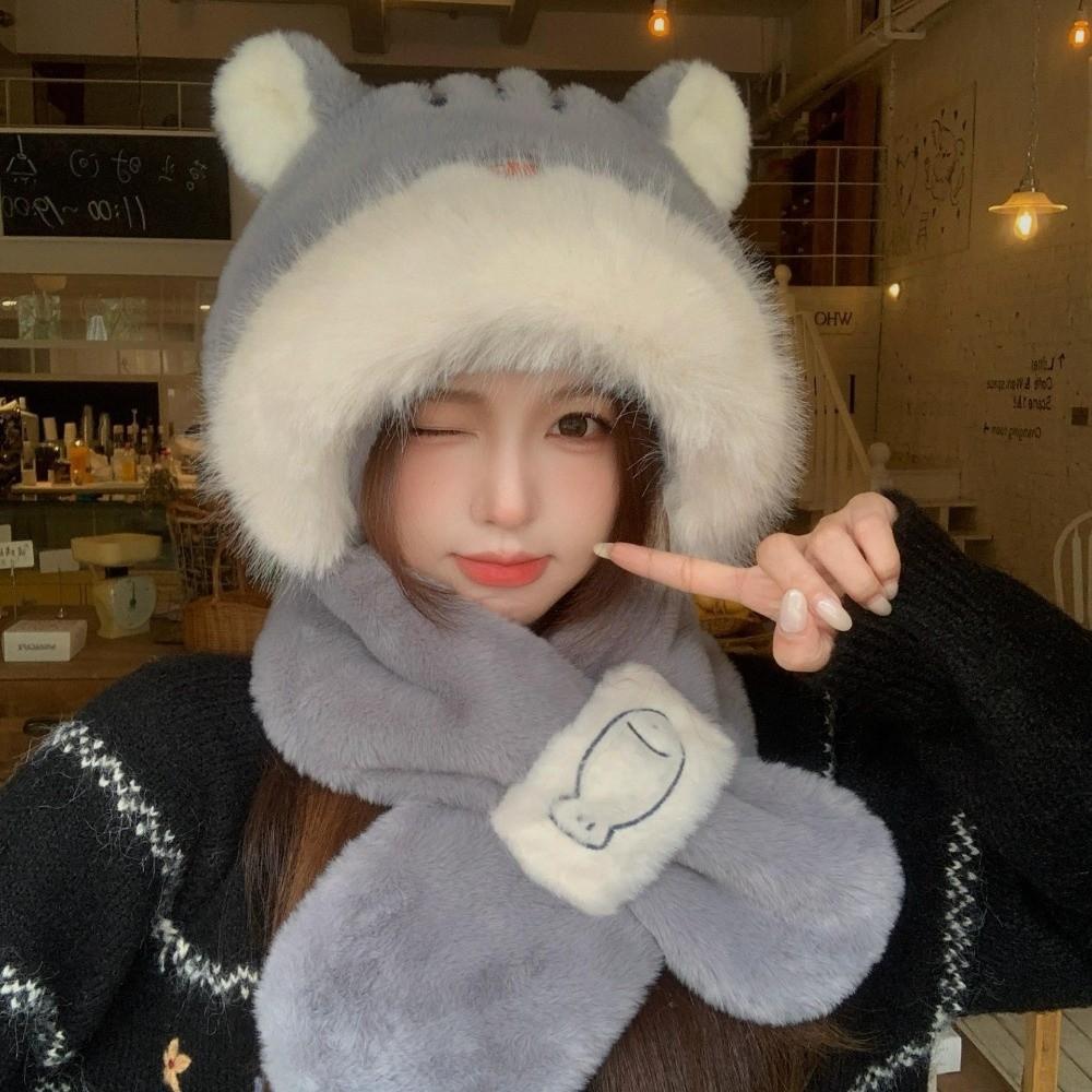 54cm-59cm Head Circumference Winter Ear Protection Hat Hat With Scarf Set Snow Activities