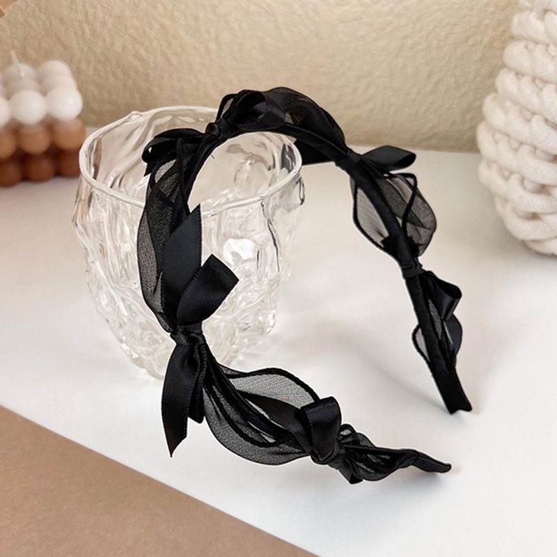 

Высококачественная повязка на голову с бантом, принцесса, темперамент, прессованные волосы, простая тонкая кромка, кружевная сетка, повязка на голову, женские универсальные аксессуары для волос чёрный