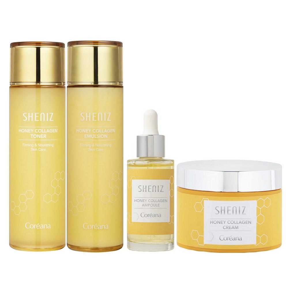 [Highly Moisturizing & Concentrated] Coreana Sheenize Honey Collagen 4 Kinds Set (Skin Toner 150ml + Emulsion 150ml + Cream 100ml + Ampoule 50ml)