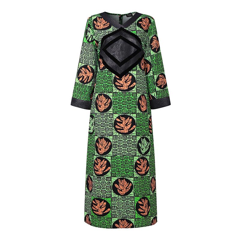 Plus Size Women Long Sleeve Casual Loose Long Dress Maxi Robes Kaftan