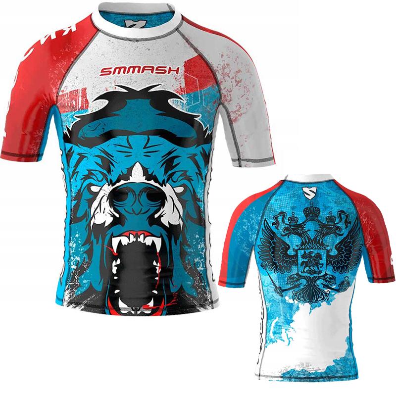 Nouveau Homme Manches Courtes Sport Chemise Homme Séchage Rapide MMA T-shirts Collants de Compression Homme Impressions 3D T-shirts Tops Salles de Sport Musculation Rashguard