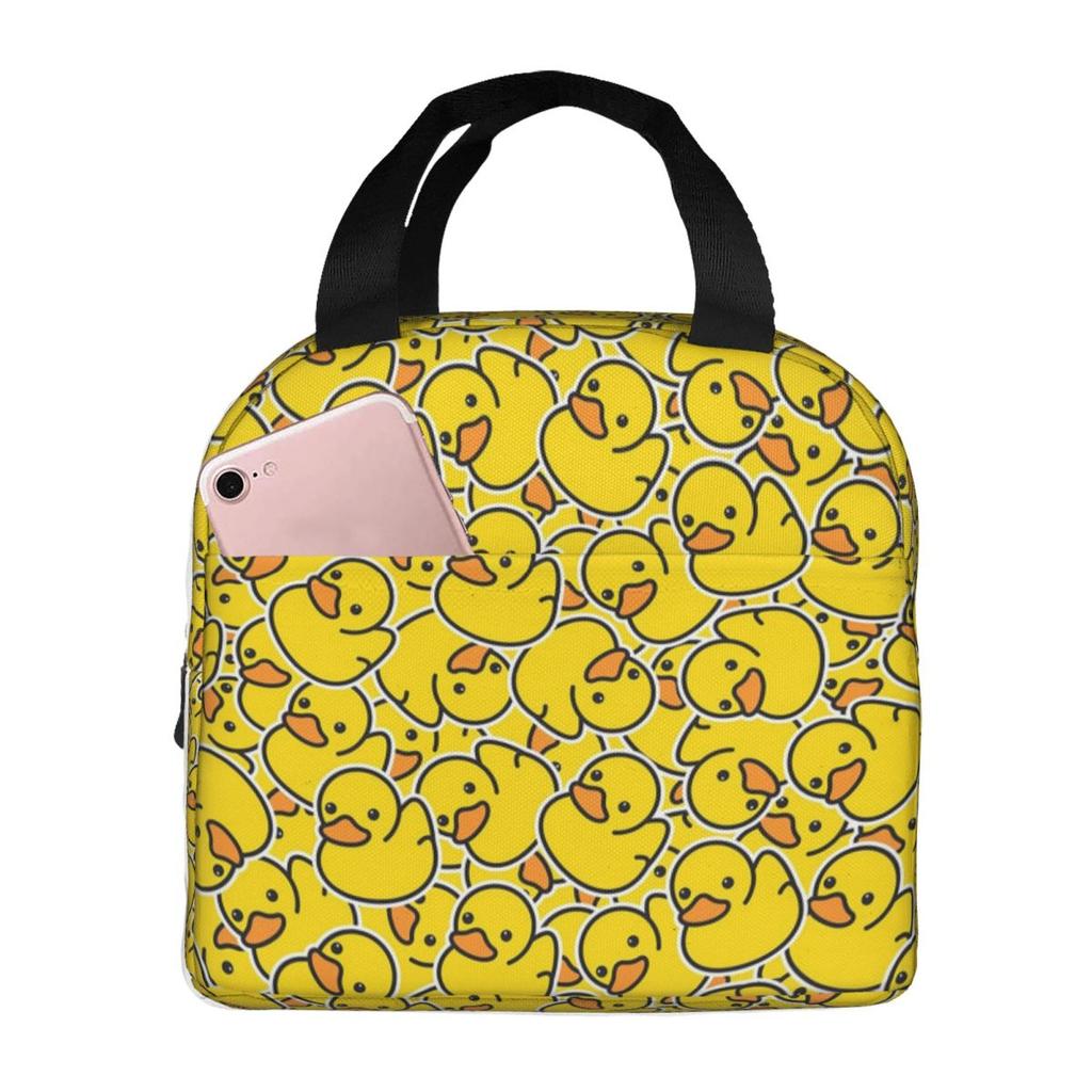 Yellow Bathtime Rubber Ducks Pattern Insulated Lunch Bag for Kids School Cooler Thermal Food Box Tote Lunch Boxes Container