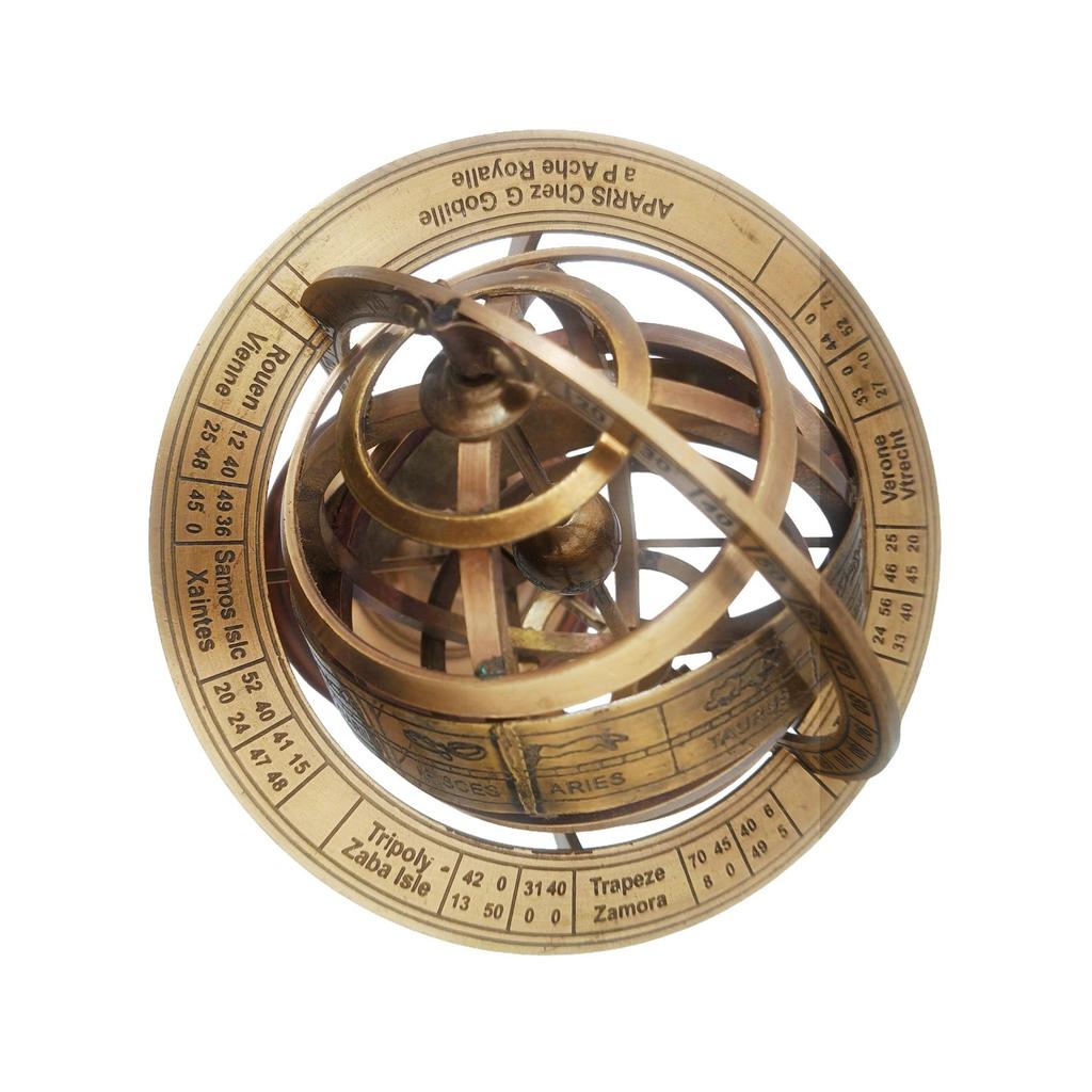 Mini Brass Armillary Globe – Vintage Maritime Decorative Showpiece
