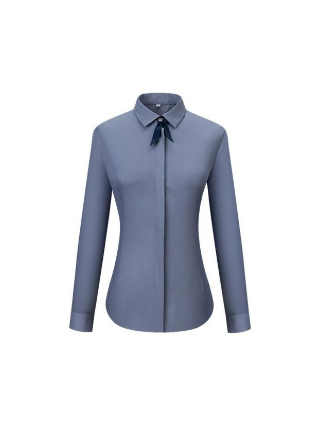 2024 Unisex Bamboo Fiber White Non-Iron Long-Sleeve Shirt: Women's Business Style