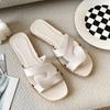 Damen Sommer Slip-On Sandalen Flache Slides Offene Zehenpartie Lässige Outdoor Bequeme Schuhe mit Weicher Sohle und Verstellbarem Riemen