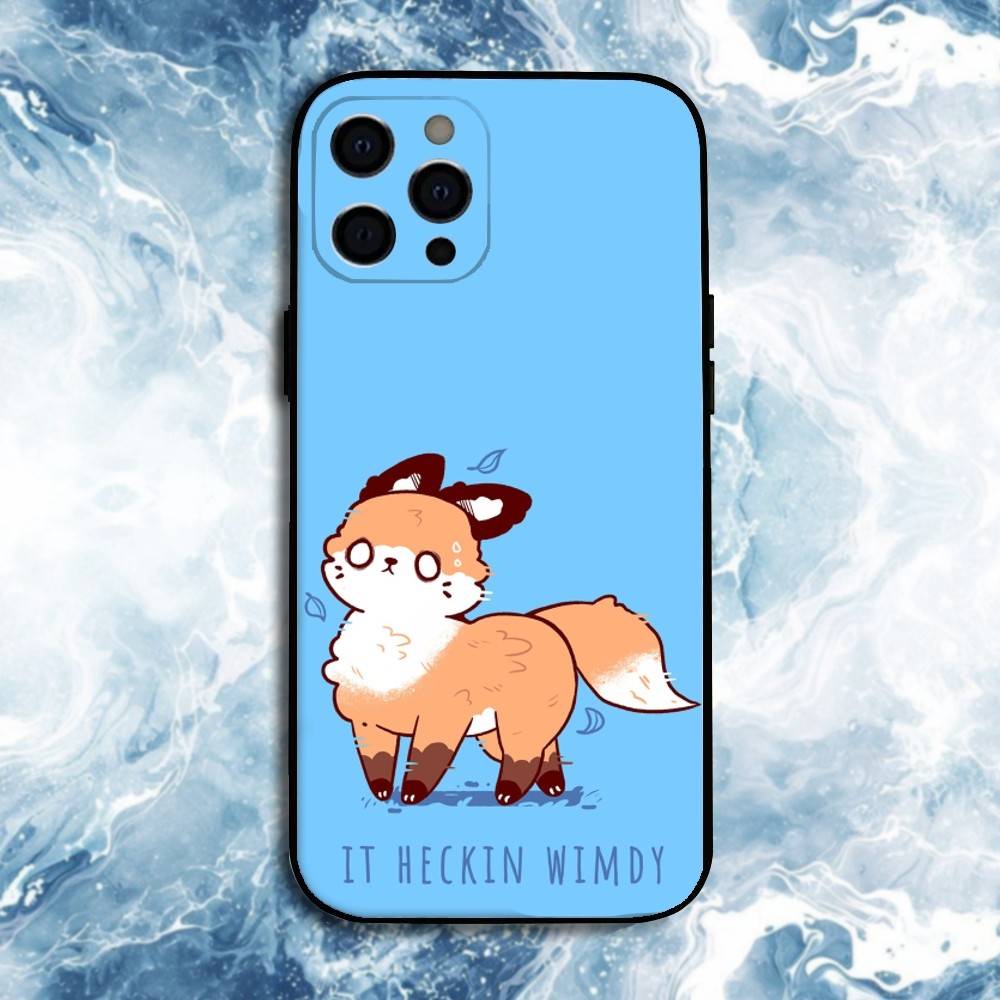 Cute Animal Fox Phone Case For iPhone17,16,15,14,13,12,11 Plus,Pro Max, Soft Silicone Black Cover