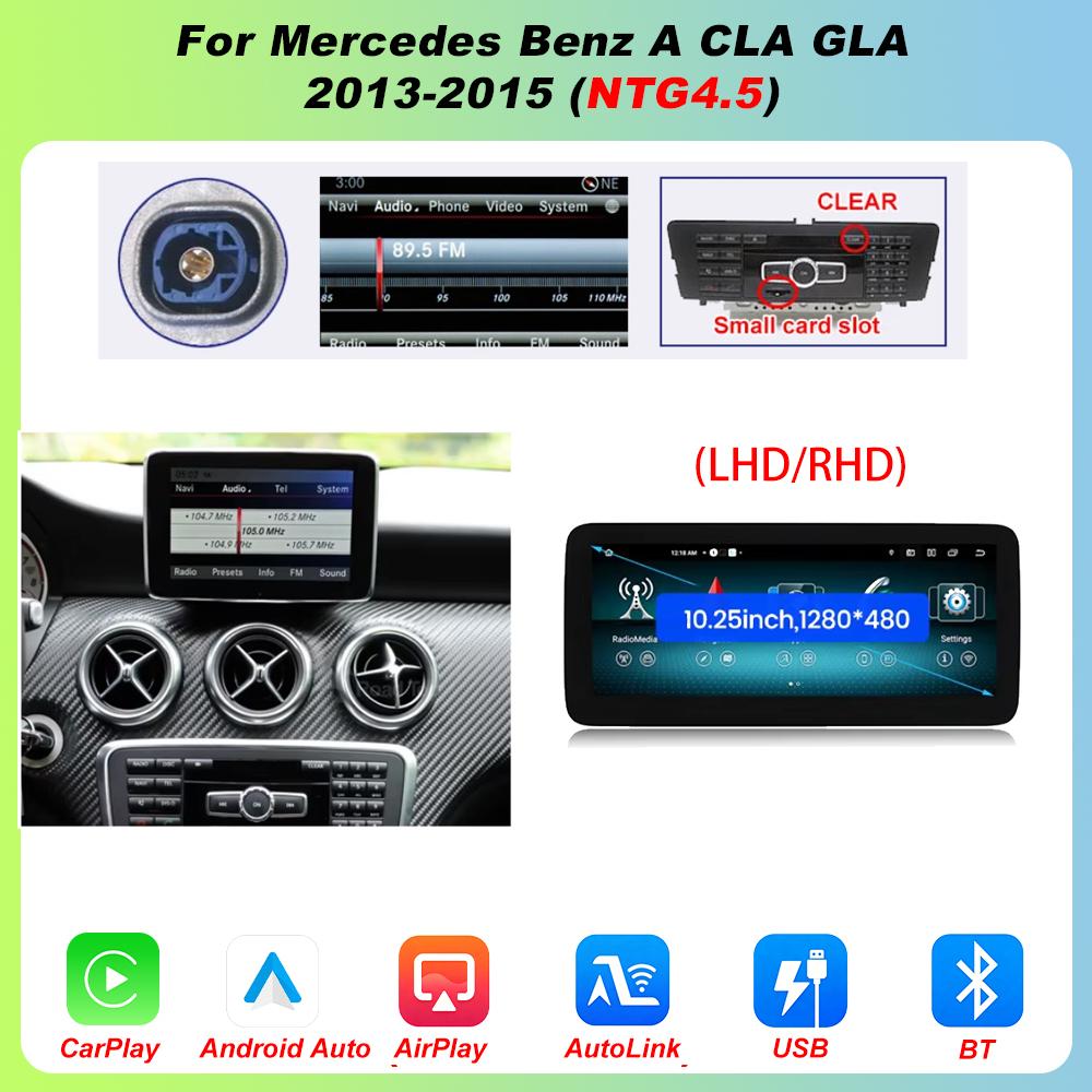 Wireless Carplay Linux Screen For Mercedes Benz A B Class CLA GLA W176 W246 2013-2015 NTG4.5 Android Auto Radio GPS Multimedia