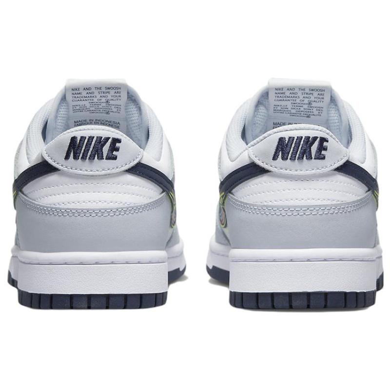 Nike Dunk "3D Swoosh" Leather Slip-resistant Durable Lightweight Low-top Skate Shoes for Men In Grey and White DV6482-100