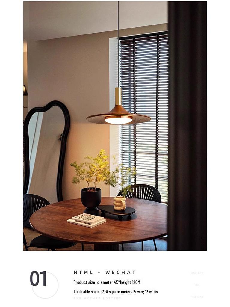 Nordic Walnut Three-Head Pendant Light for Dining, Bar, or Bedroom, Vintage UFO Style