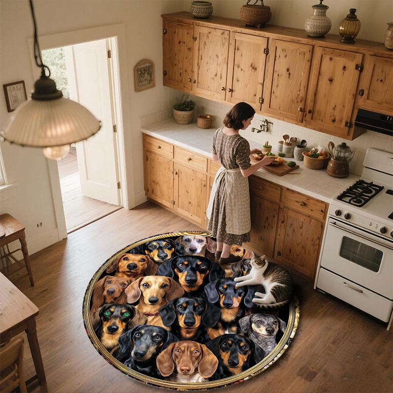 Corgi Theme pattern round rug,Carpet Rug for Living Room Bedroom Playroom ,Non-slip Floor Mat,Holiday Gifts and Birthday Gifts.