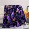 Purple Flower Butterfly  Print Flannel Blanket, High quality Comfortable for All Seasons, Home Decor, Warmth and Comfort