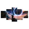 Deer Animal Mystical Cosmos Scenery 5 Piece Five Panel Wall Canvas Print Modern Art Poster Home Decor Gift For Him For Her