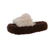 Fashion Curly Wool Slippers Women Lambs Fur Shoes Thicken Soled Platform Slides Ladies Woolen Pantufa Shearling Loafers Furry Shoes