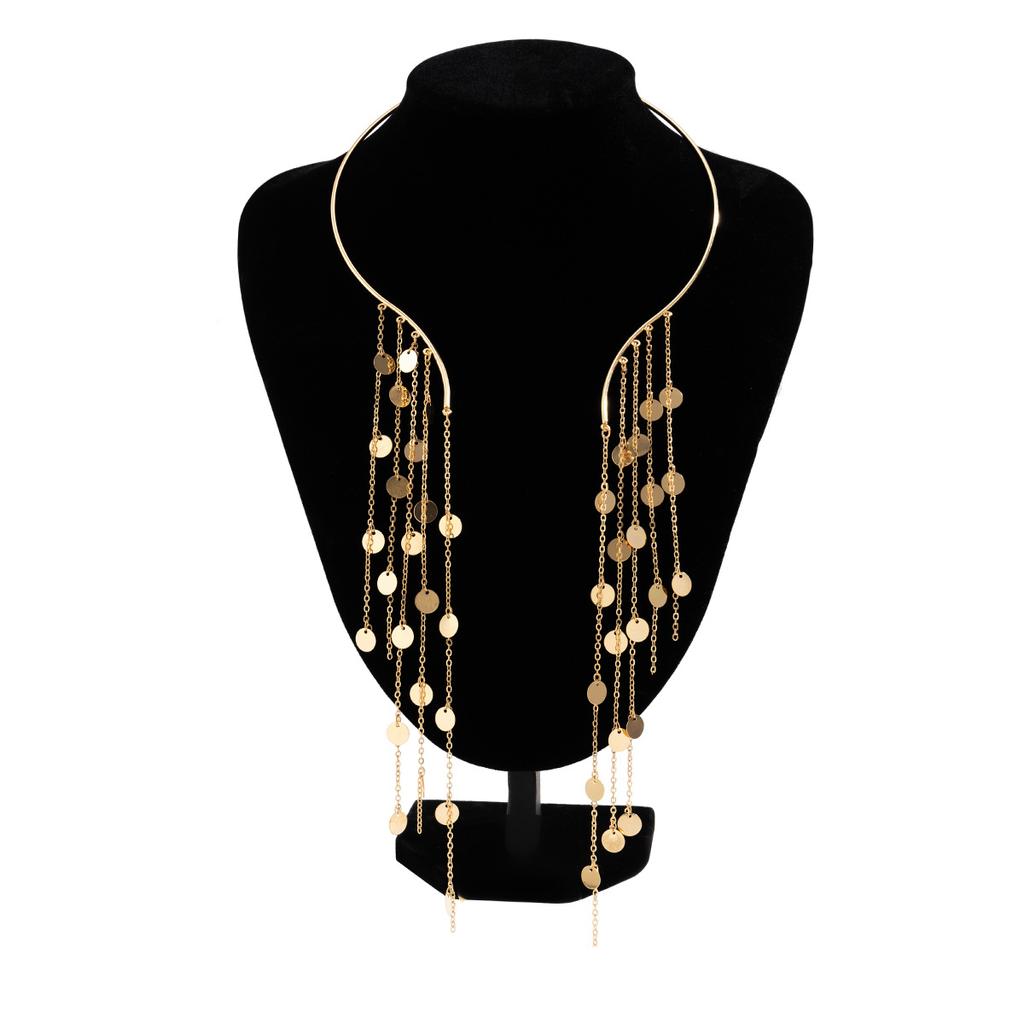 Exaggerated Long Fringed Open Collar Necklace for Women