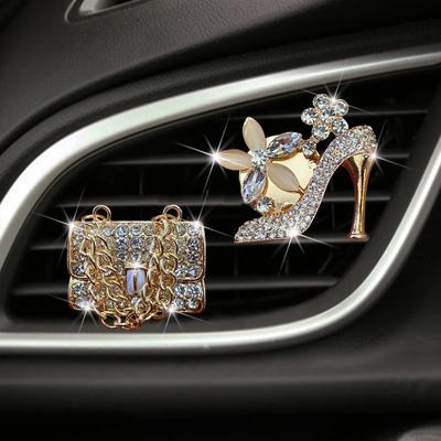 Auto Outlet Perfume Clip Car Air Freshener Bling Cars Accessories Girls Purse High Heel Vehicle Scent Diffuser Car Decoration