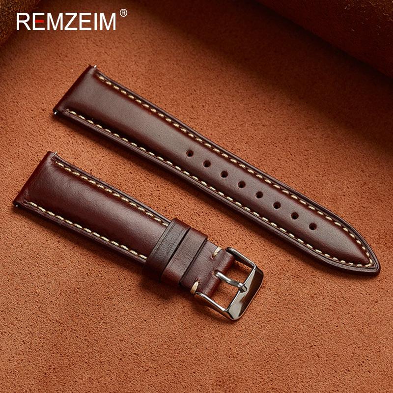 Smooth Leather Smartwatch Strap 18mm 19mm 20mm 21mm 22mm Universal Replacement Watch Band Men's Women's Wristwatch Bracelet
