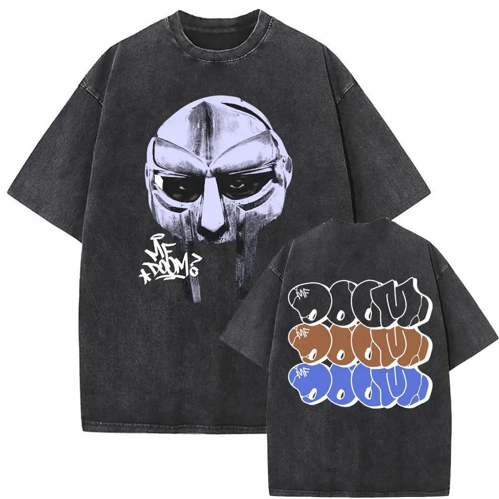 Washed Vintage Rapper Mf Doom MM FOOD Graphic Print Tshirt Men Women Hip Hop Fashion T-shirts Male Casual Oversized Streetwear