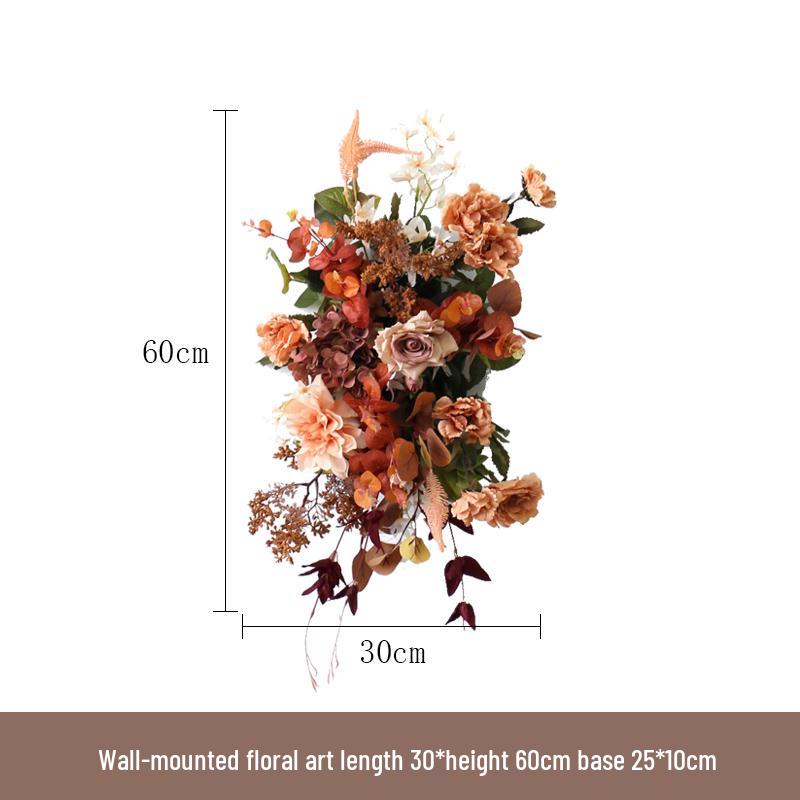 Retro Brown Floral Silk Flower Wall Hanging for Weddings and Events