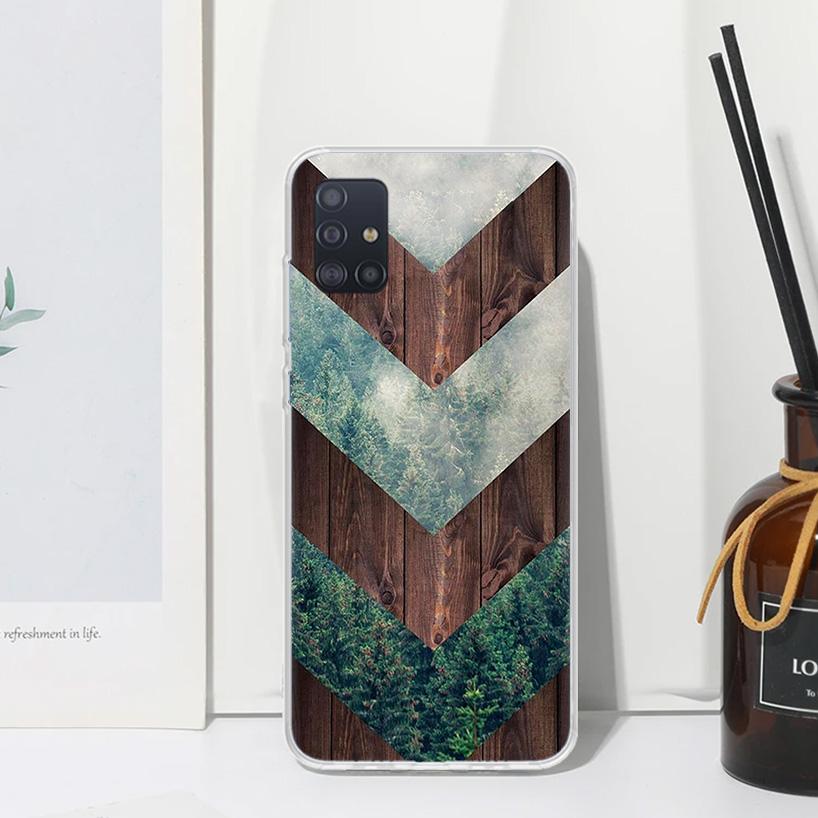 Forest Geometry Wood Nature Phone Case For Samsung Galaxy A52 A42 A32 A22 A12 A02S A72 A51 A50S A41 A31 A21S A71 A40 A30S A20S A