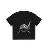 Black Oversized T Shirt with Shark Pattern and Stars Print for Casual Wear