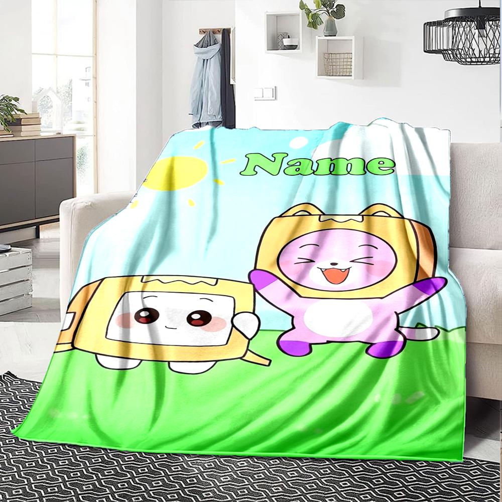 Custom Name LankyBox Theme Printed Blanket - Perfect for Couch, Bed, Travel & Outdoor Use | Machine Washable, Cozy & Durable.