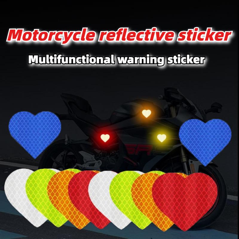 Motorcycle Sticker Reflective Night Safety Warning Electric Scooter Helmet Paper Car Tail Box Rear Heart-shaped Decorative