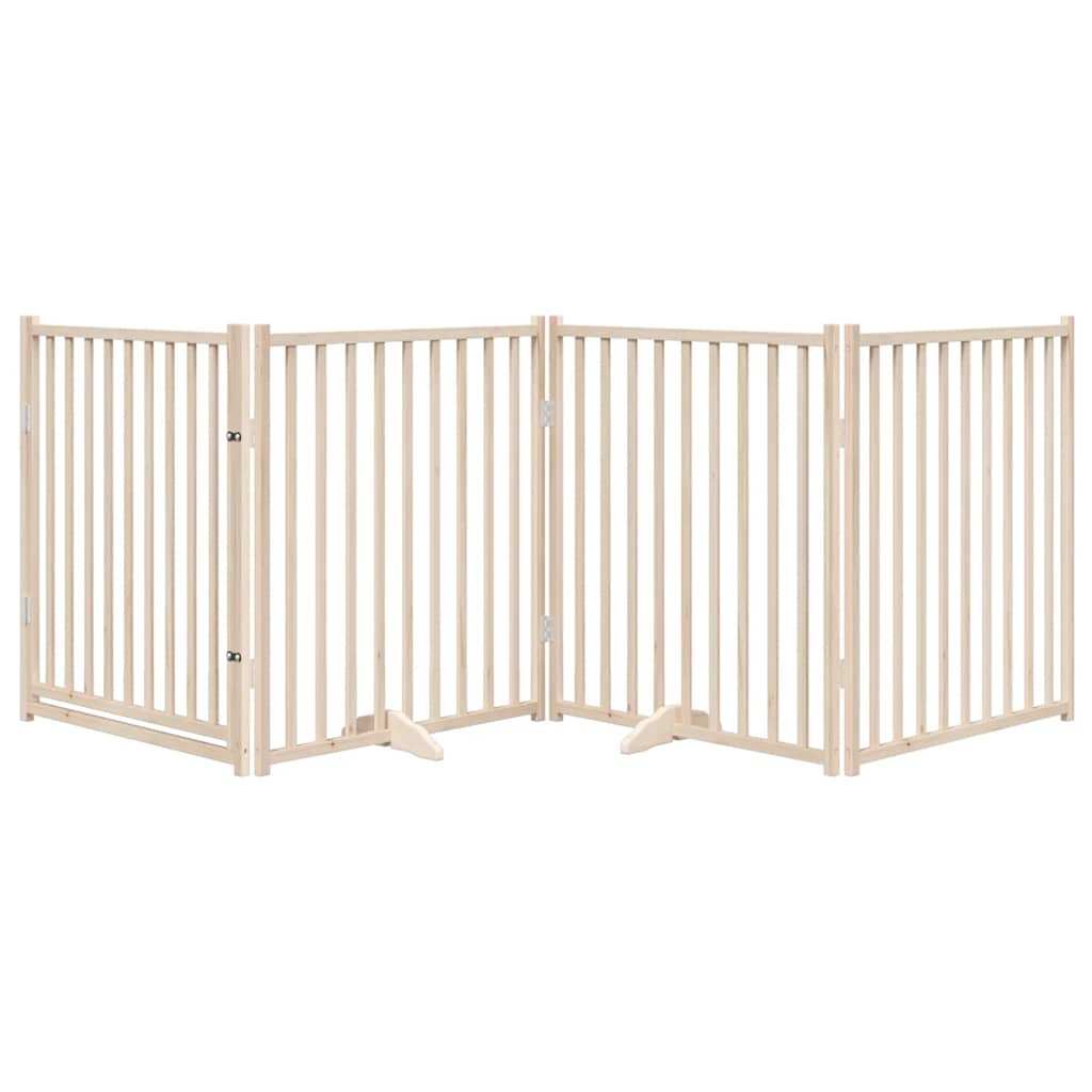 Vidaxl Składana Bramka Dla Psa, Z Drzwiami, 4 Panele, 320 Cm, Drewno
