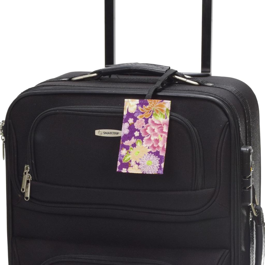 Funs Travel Luggage Name Japanese Suitcase Made in Tag, Tag, Pattern, Tag, Japan, Peony, Purple, VFS-561112PUR