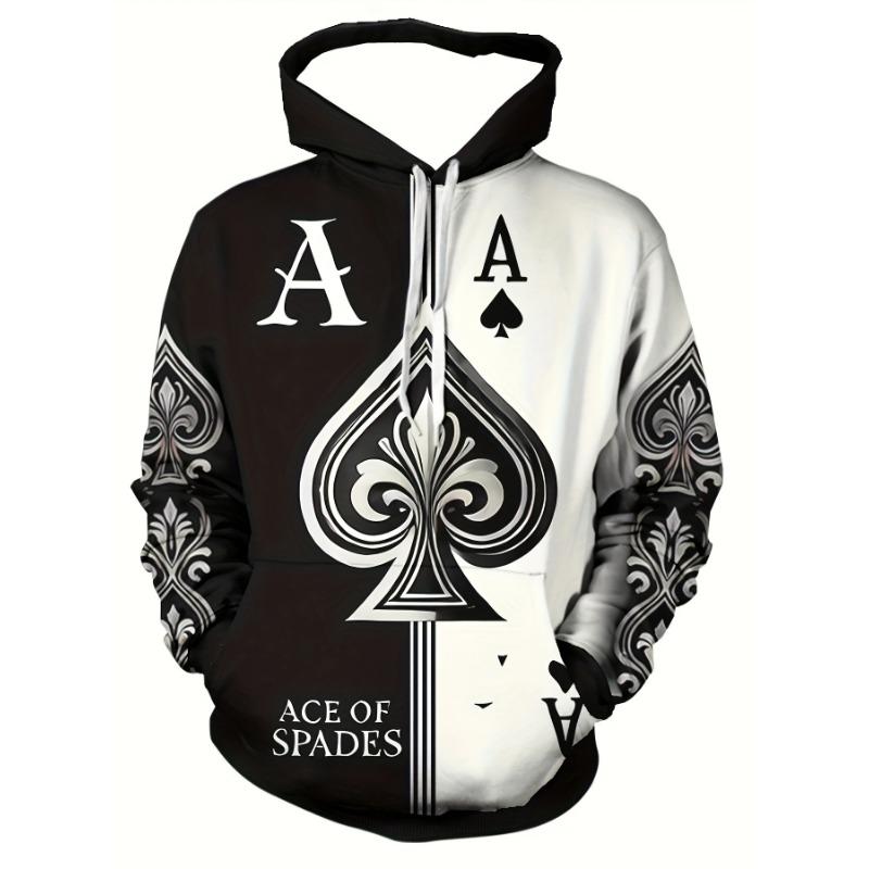 

3D Men s Poker Card Pattern Hoodie, Long Sleeve Casual Hoodie, Fashion Pattern Hoodie Jacket S