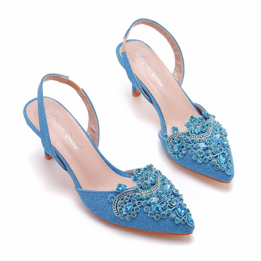 6 Cm Shallow Tip Sandals Color-changing Cloth Thin Heels Large Size Banquet Sandals for Women Size 42 Size 43 High Heels Sandals