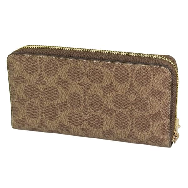 Peněženka Dlouhá peněženka Outletová značka Ořechově červená Dlouhá peněženka na zip po obvodu Charakteristické plátno CW778 [Coach] Dámská (TAN×BROWN/Hnědá) [Položka]