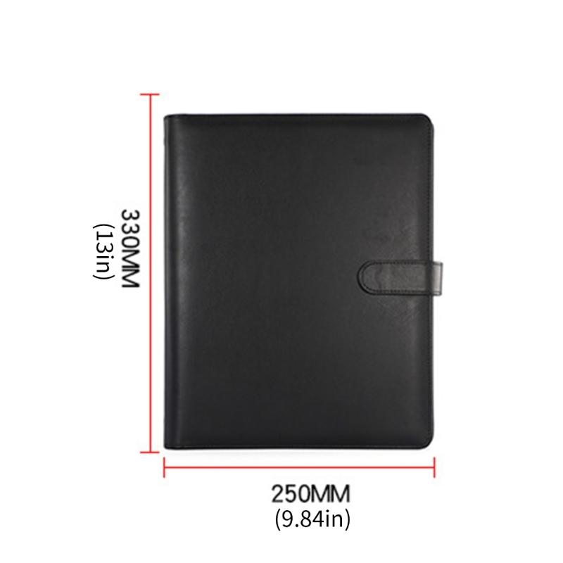 Business Document Case Leather Conference Folder with Clipboard 4 Rings Clipboard Folder for Business Meeting Interviews