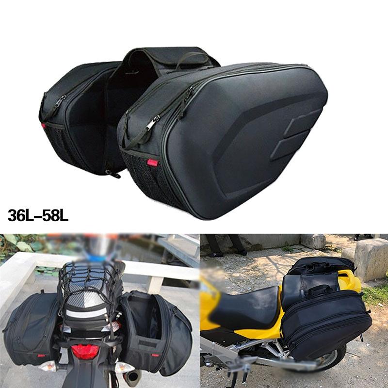 1 Paar Kohlefaser/Schwarze Motorrad-Seitentasche, wasserdicht, erweiterbare Kapazität 36 l-58 l, Motorrad-Gepäcktaschen mit Regen