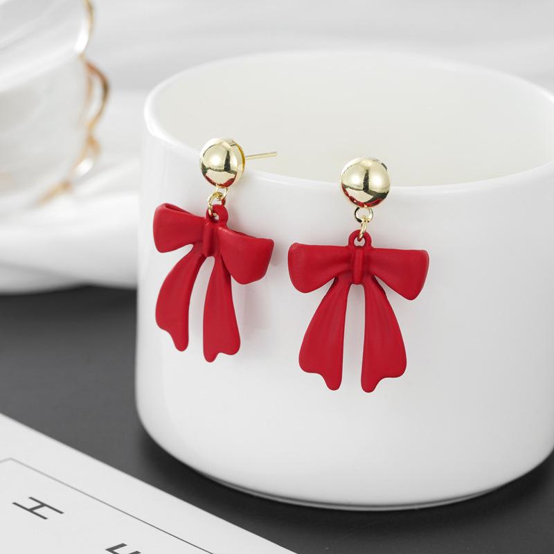 Cross-border Christmas Festival Asymmetrical Bowknot Bells Earrings