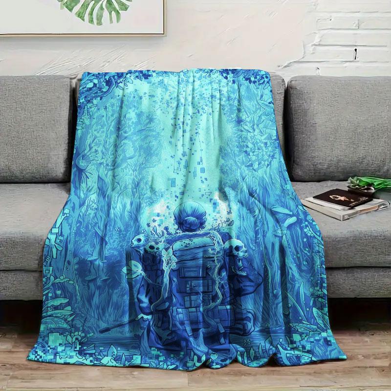 1Pc Mutatedcreatures Print Flannel Blanket, High quality Comfortable for All Seasons, Warmth and Comfort, Perfect for Christmas Gifts