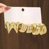 6Pcs/Set Fashion Gold Color Heart Bear Drop Earrings for Women Simple Twisted Metal C-Shape Earrings Elegant Jewelry Gifts
