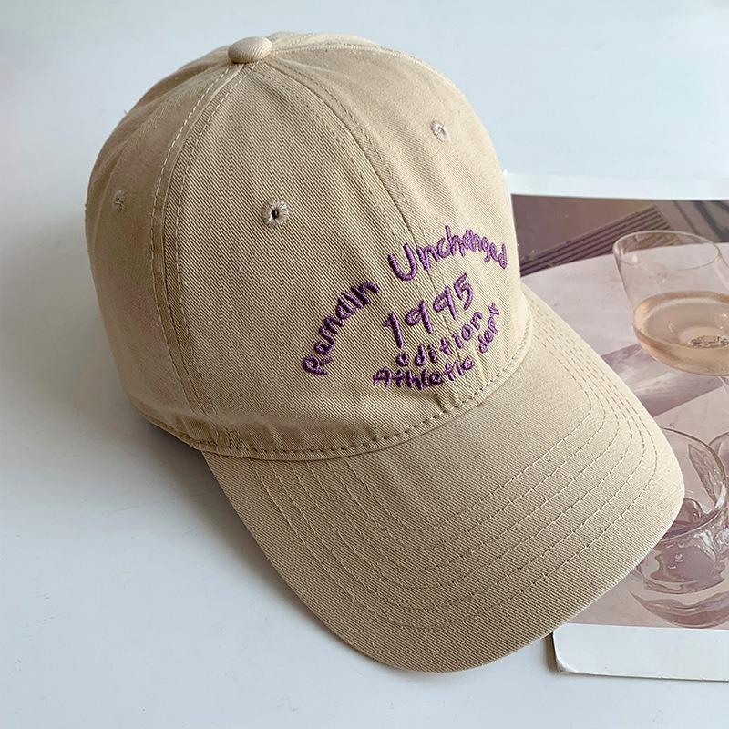Hat Female peaked cap Deepened and widened face Small soft top baseball cap Men's versatile letter embroidered sun hat
